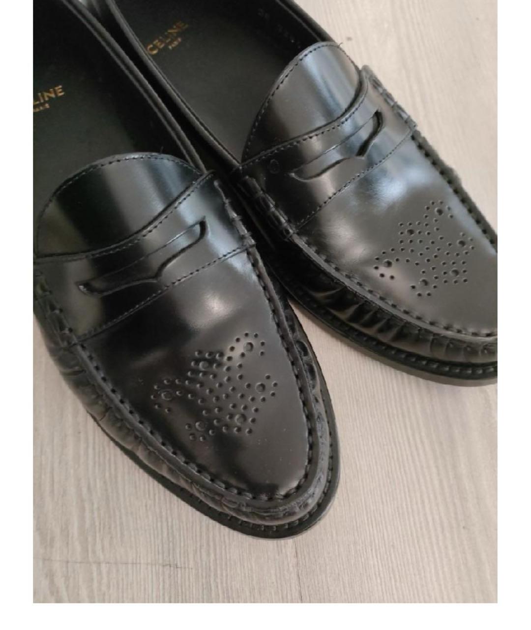 CELINE Черные кожаные лоферы, фото 6