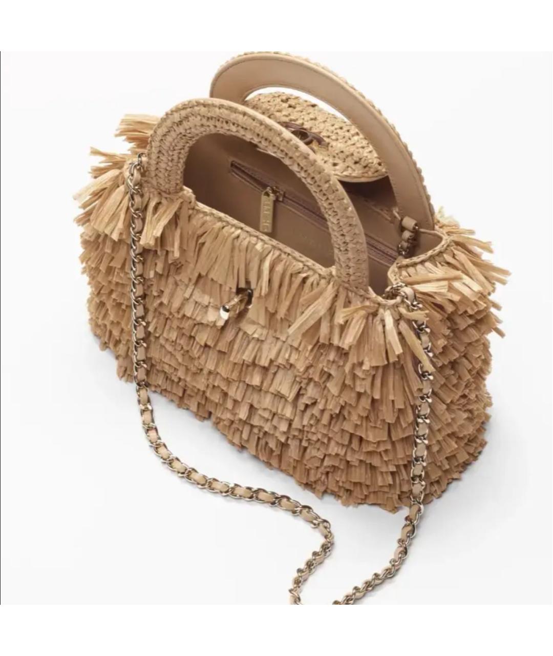 CHANEL Бежевая пелетеная сумка через плечо, фото 4