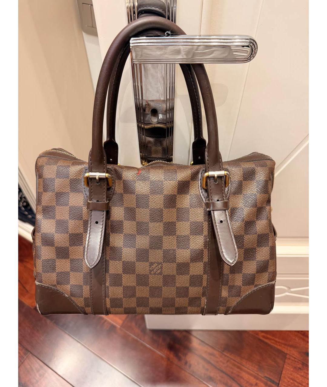 LOUIS VUITTON Коричневая кожаная сумка с короткими ручками, фото 3