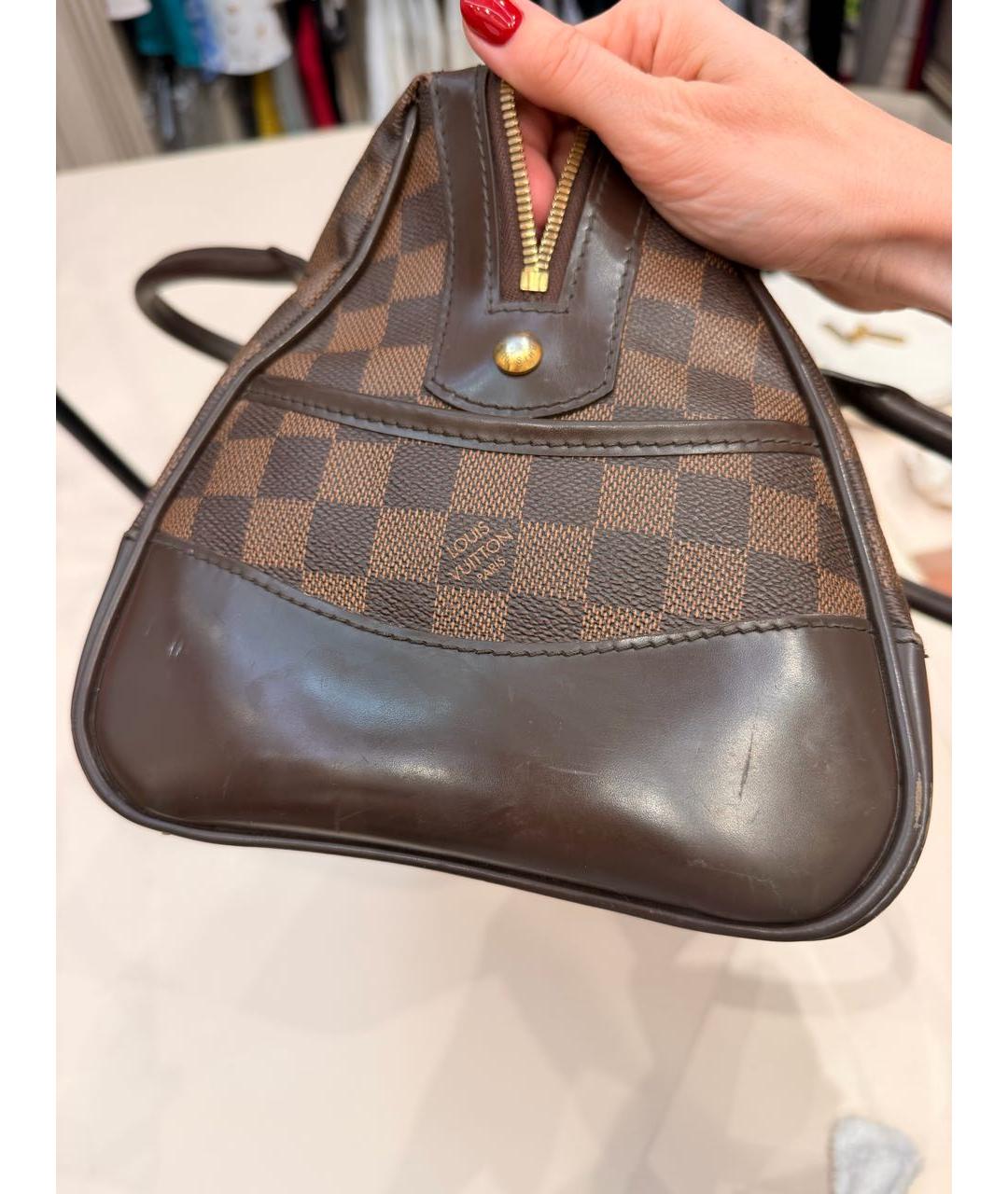 LOUIS VUITTON Коричневая кожаная сумка с короткими ручками, фото 5