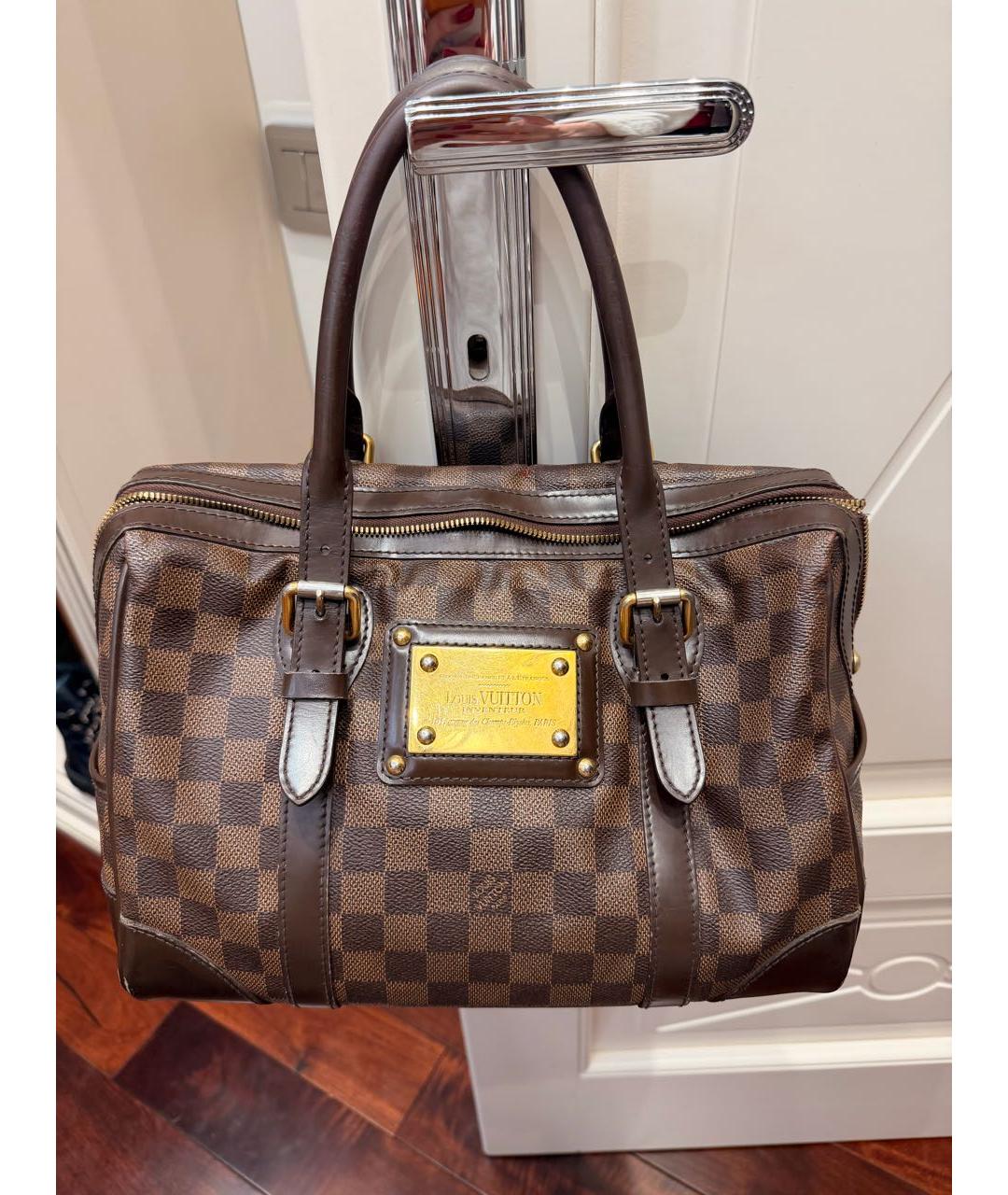 LOUIS VUITTON Коричневая кожаная сумка с короткими ручками, фото 2