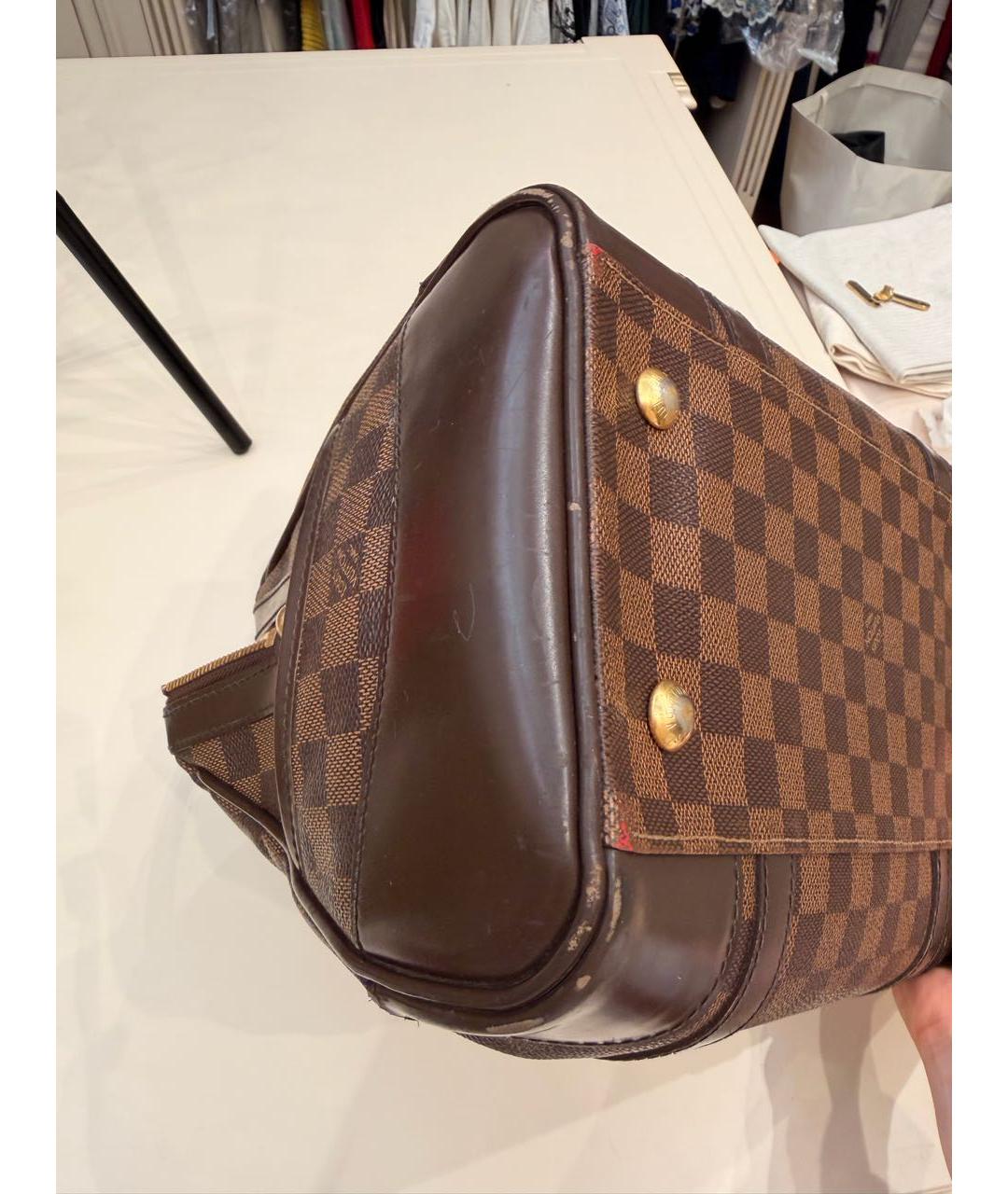 LOUIS VUITTON Коричневая кожаная сумка с короткими ручками, фото 6