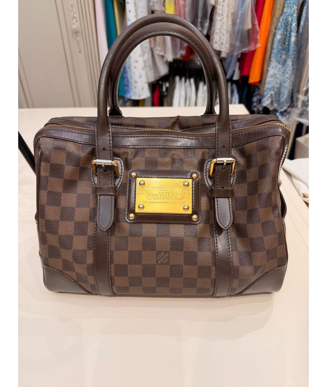 LOUIS VUITTON Коричневая кожаная сумка с короткими ручками, фото 9