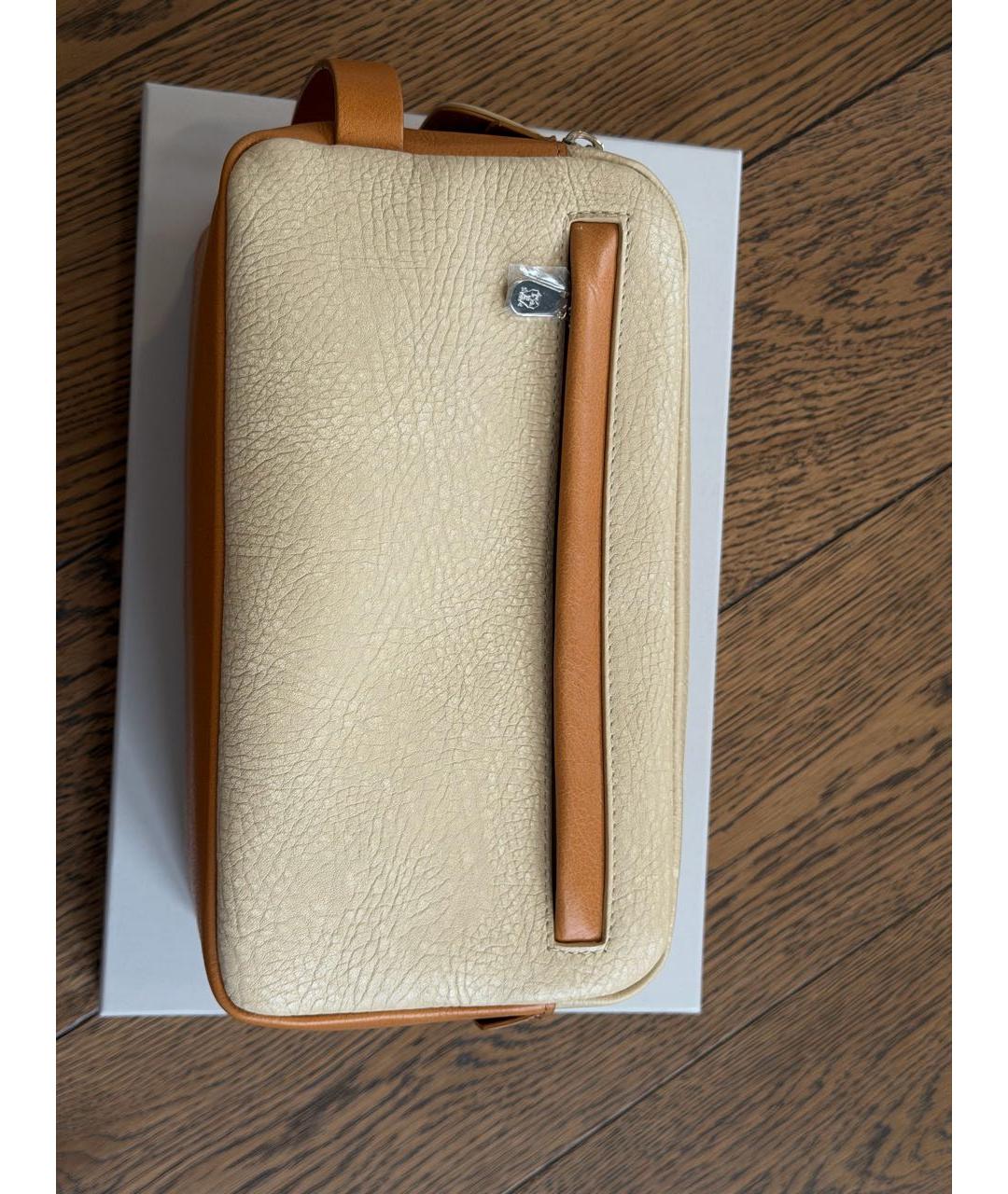 BRUNELLO CUCINELLI Бежевая кожаная косметичка, фото 9