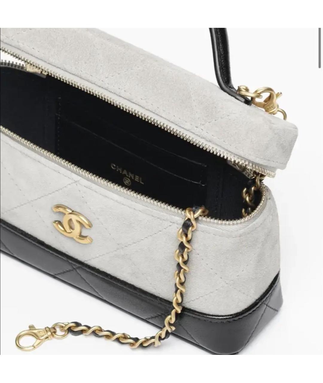 CHANEL Серая замшевая сумка с короткими ручками, фото 5