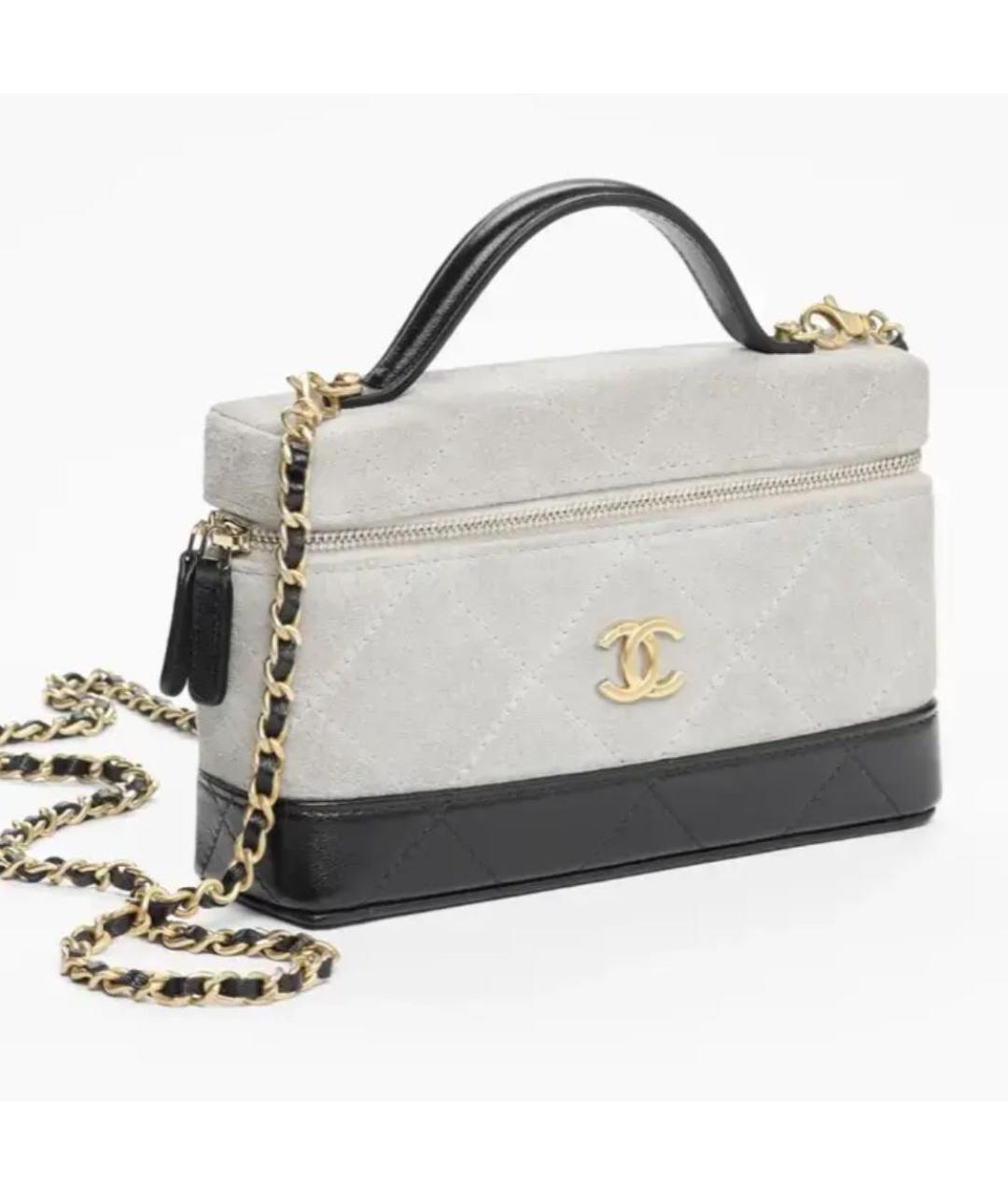 CHANEL Серая замшевая сумка с короткими ручками, фото 4