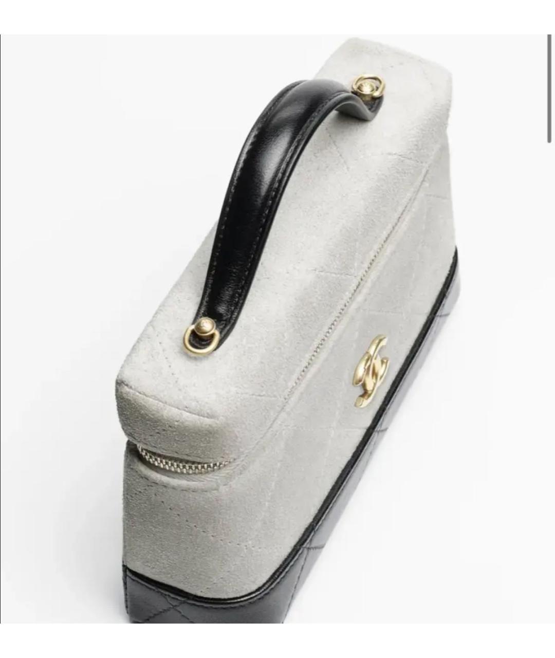 CHANEL Серая замшевая сумка с короткими ручками, фото 6