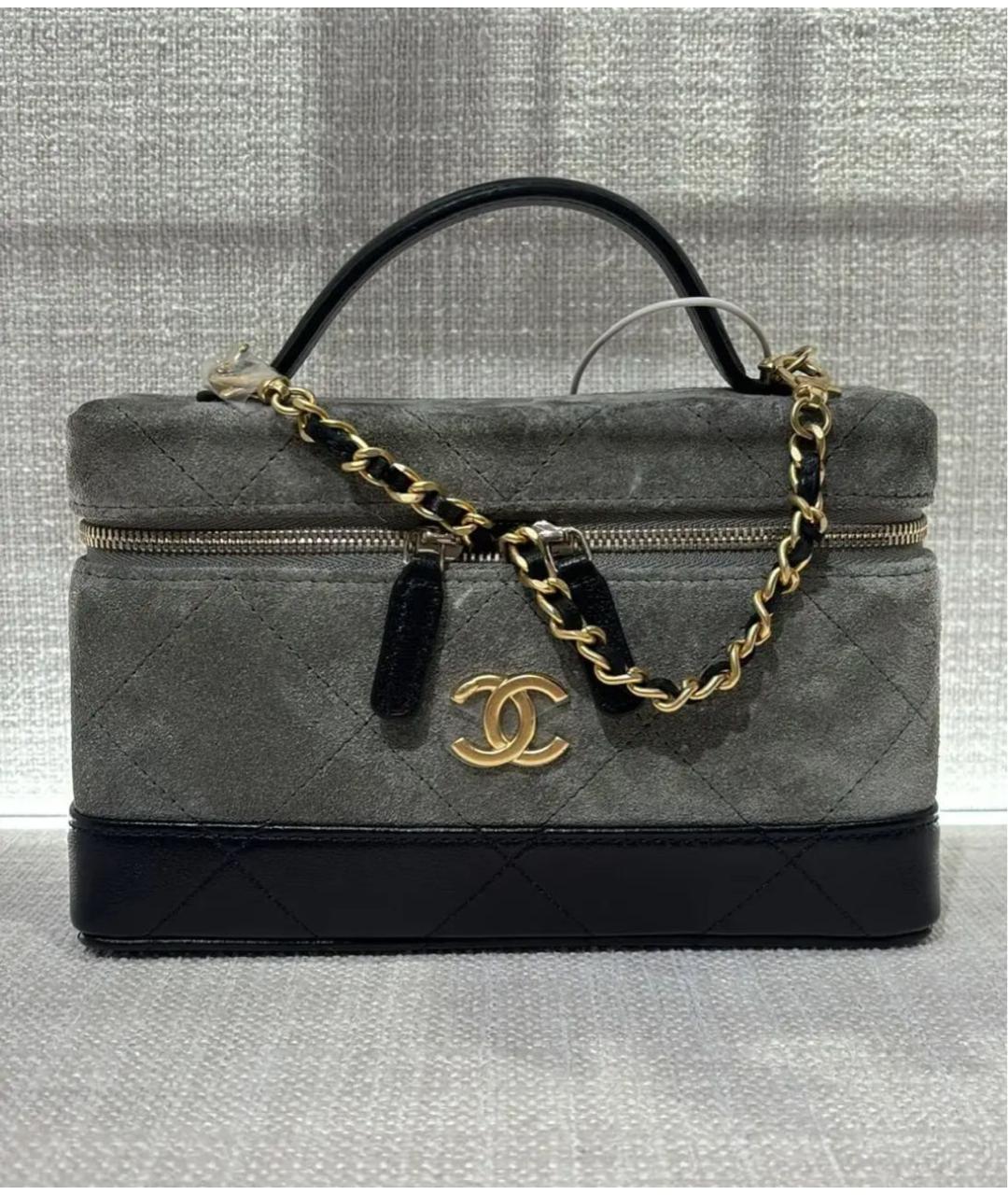 CHANEL Серая замшевая сумка с короткими ручками, фото 2