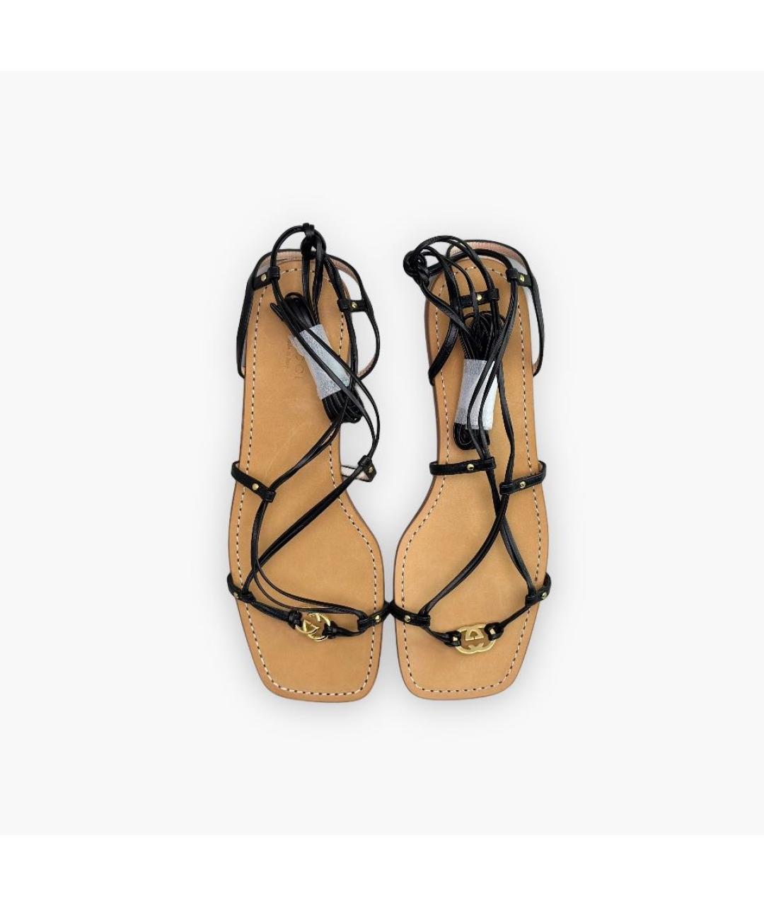 GUCCI Черные кожаные босоножки, фото 2