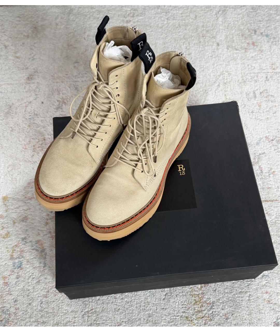 R13 Бежевые замшевые ботинки, фото 7
