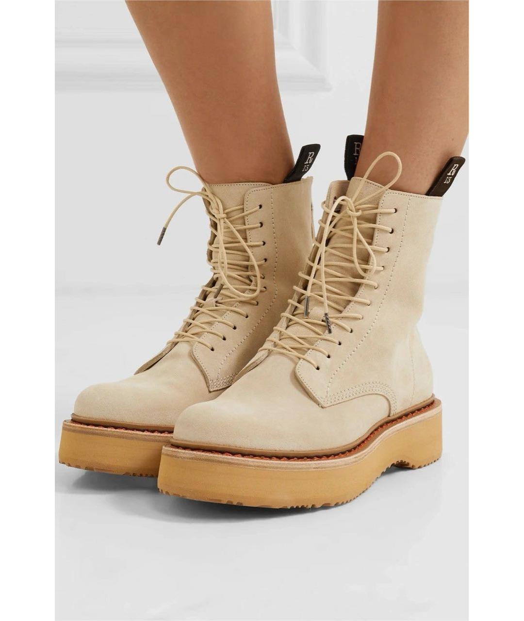 R13 Бежевые замшевые ботинки, фото 6