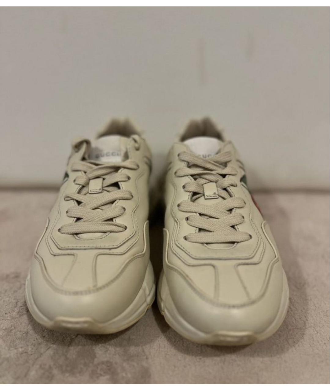 GUCCI Бежевые кожаные кроссовки, фото 2