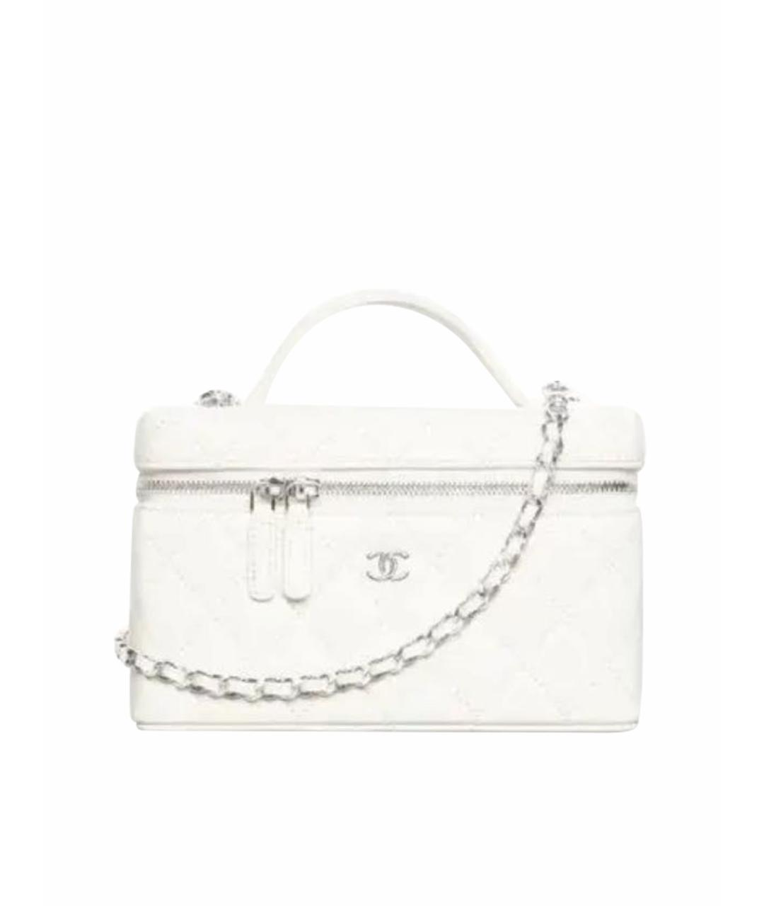 CHANEL Белая кожаная сумка с короткими ручками, фото 1