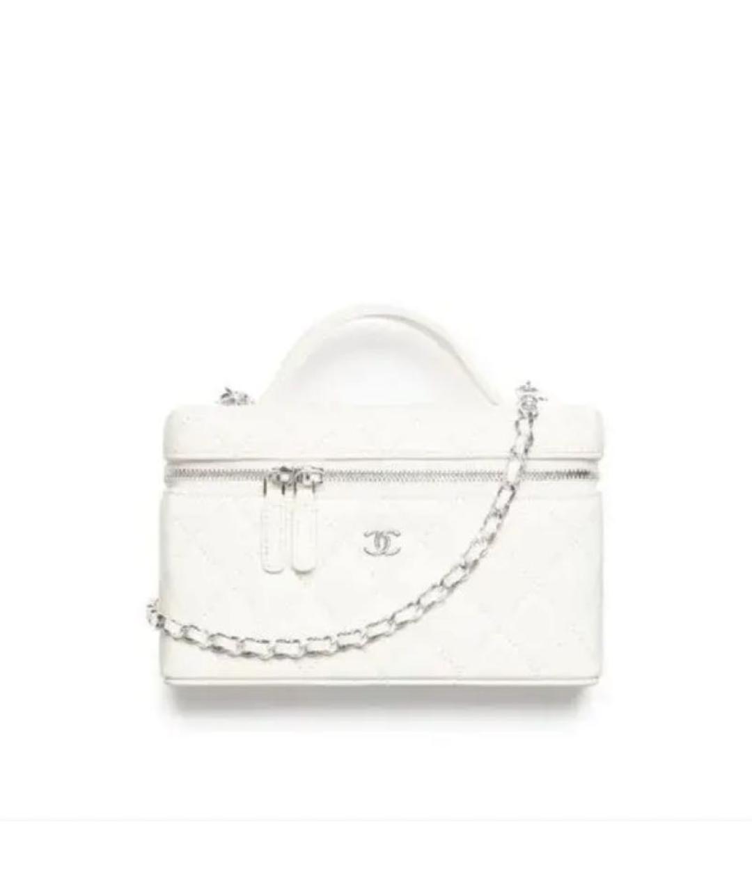 CHANEL Белая кожаная сумка с короткими ручками, фото 3