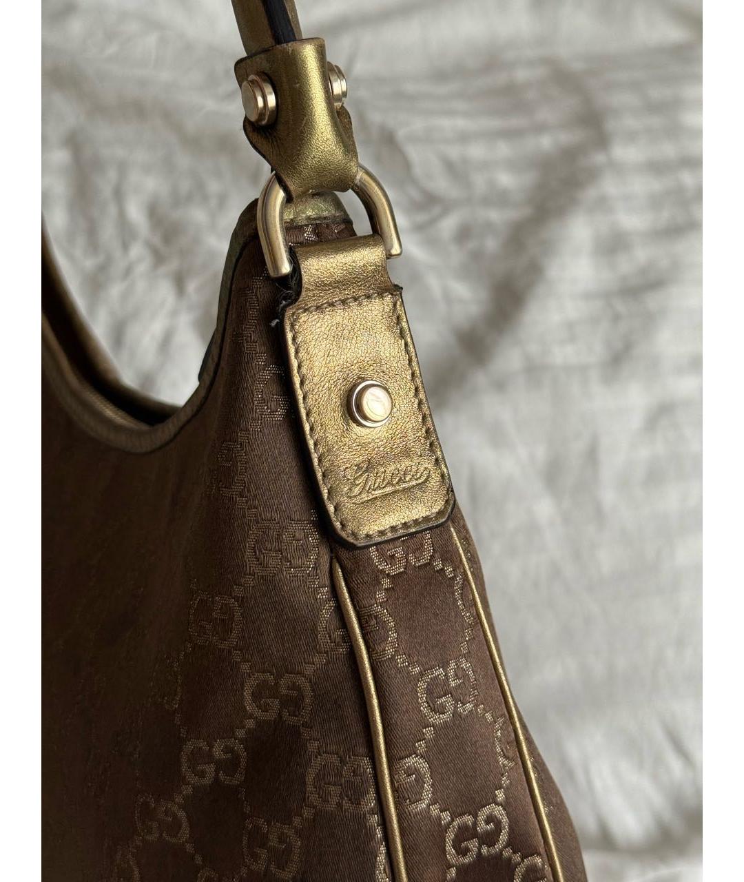 GUCCI Коричневая тканевая сумка с короткими ручками, фото 6