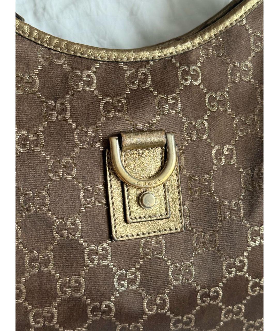 GUCCI Коричневая тканевая сумка с короткими ручками, фото 5