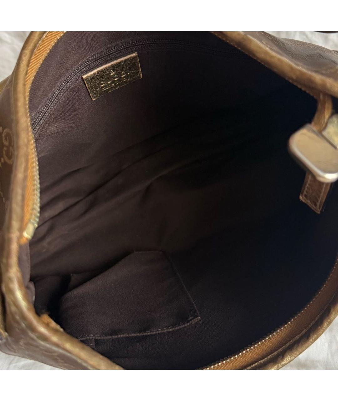 GUCCI Коричневая тканевая сумка с короткими ручками, фото 8