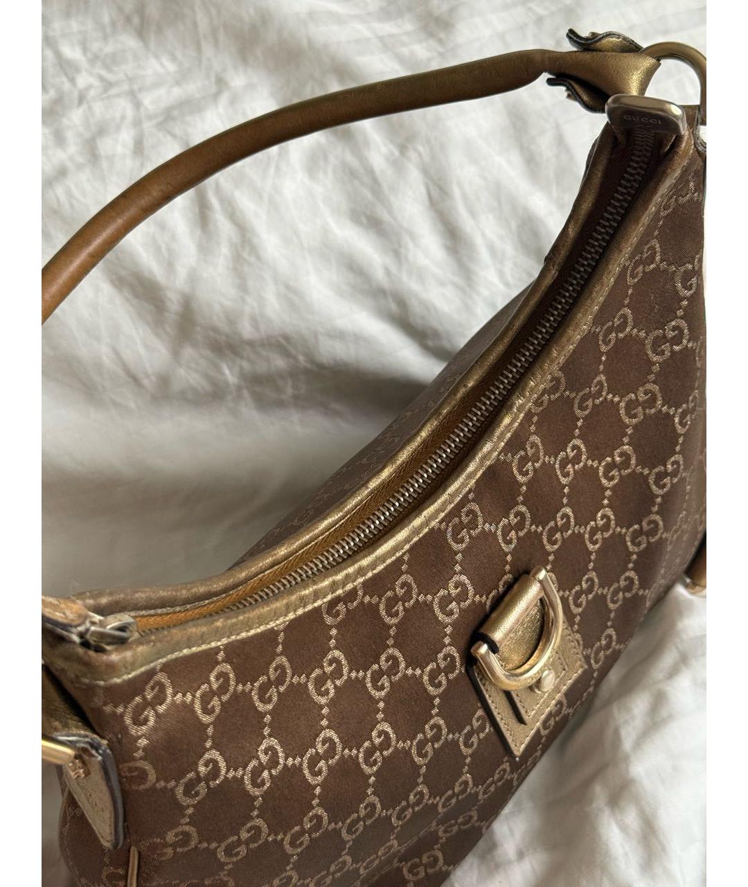 GUCCI Коричневая тканевая сумка с короткими ручками, фото 7