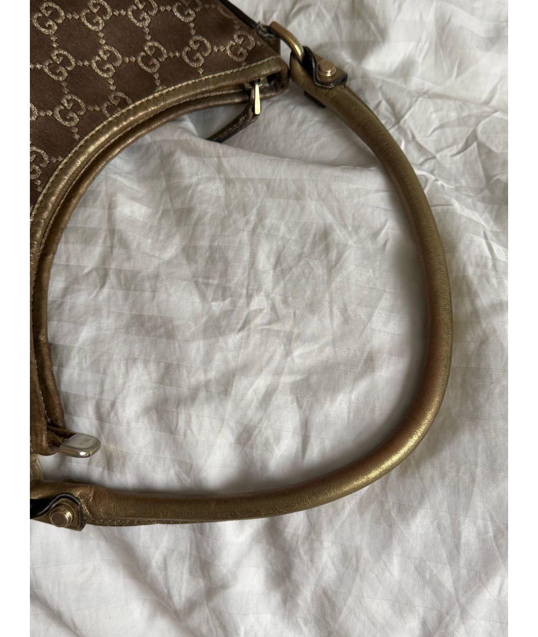 GUCCI Коричневая тканевая сумка с короткими ручками, фото 4