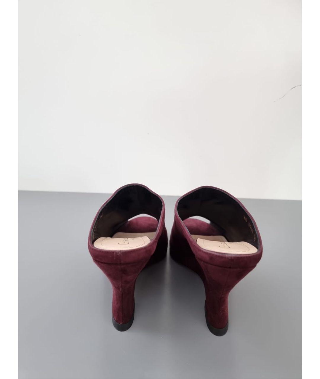 CHRISTIAN DIOR Бордовые замшевые сабо, фото 4