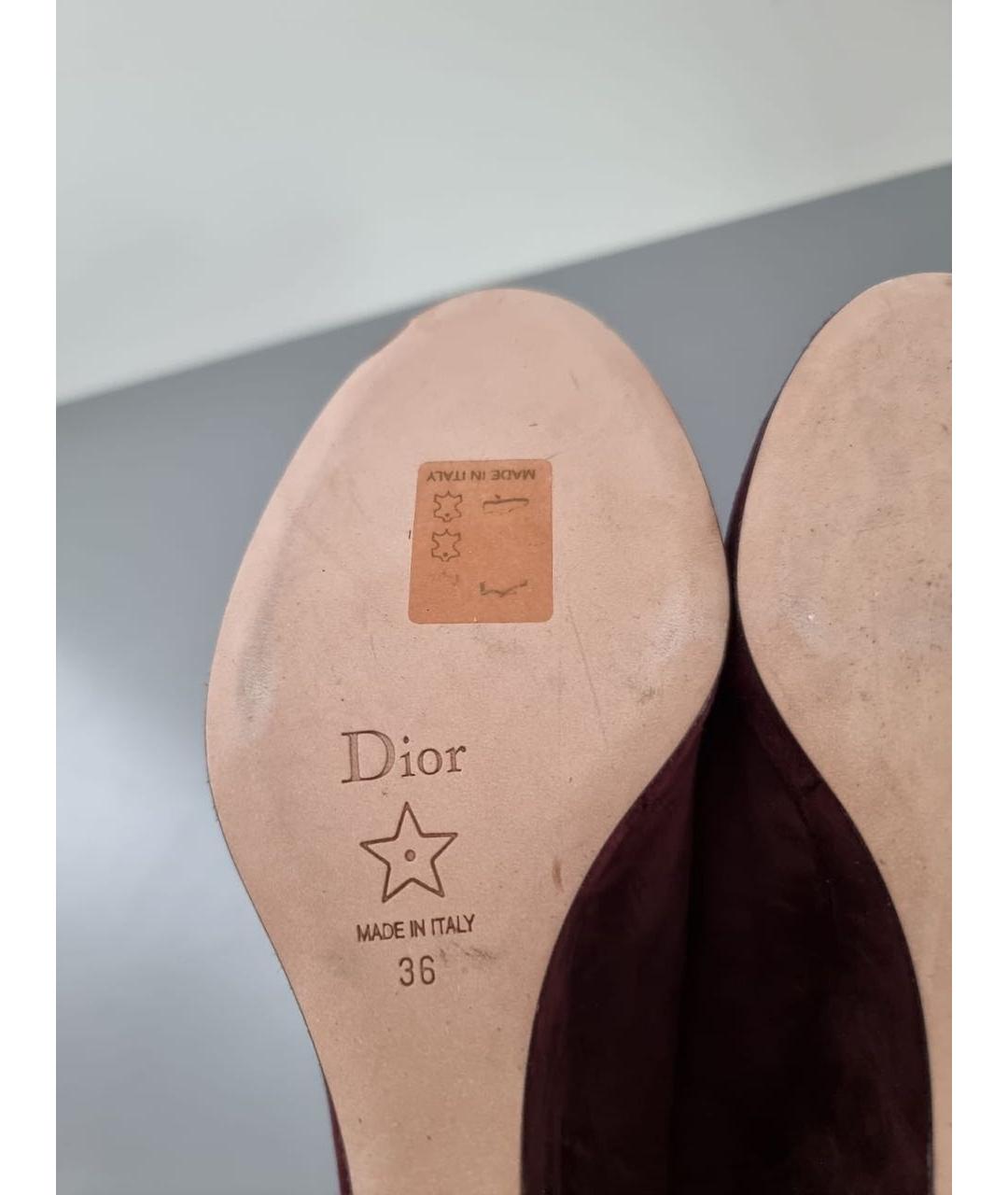 CHRISTIAN DIOR Бордовые замшевые сабо, фото 6