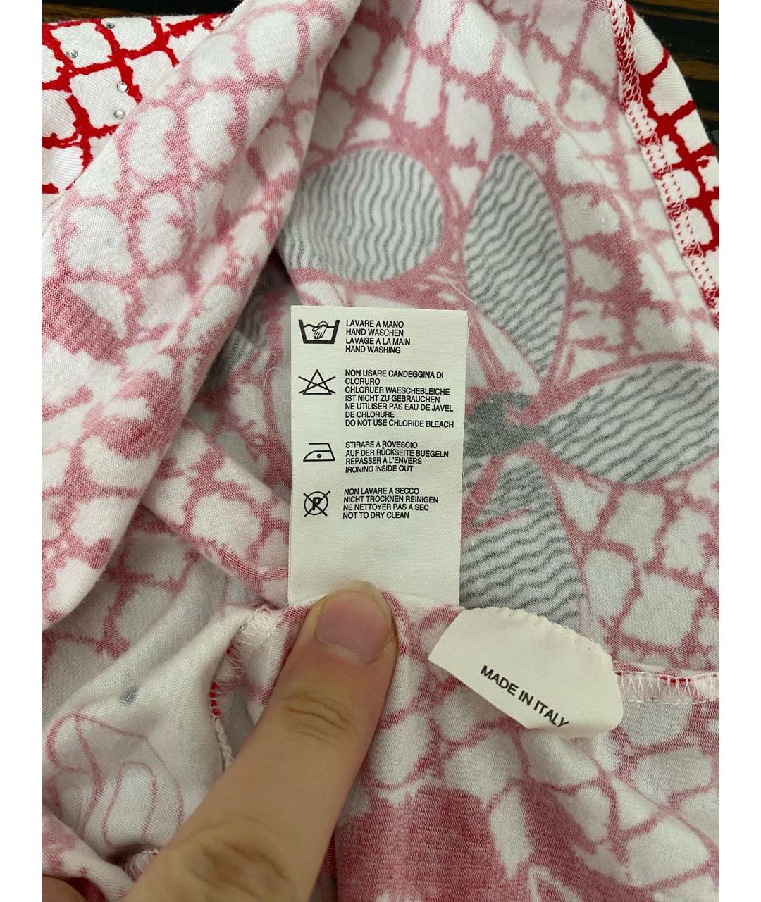 BLUMARINE Красная хлопко-эластановая футболка, фото 6