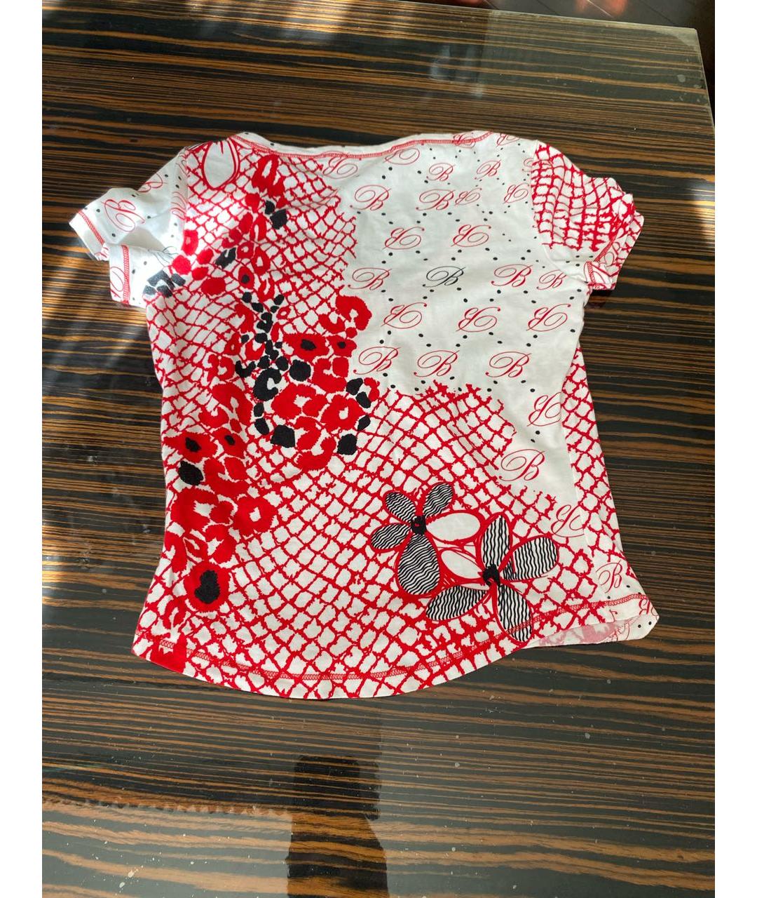 BLUMARINE Красная хлопко-эластановая футболка, фото 2