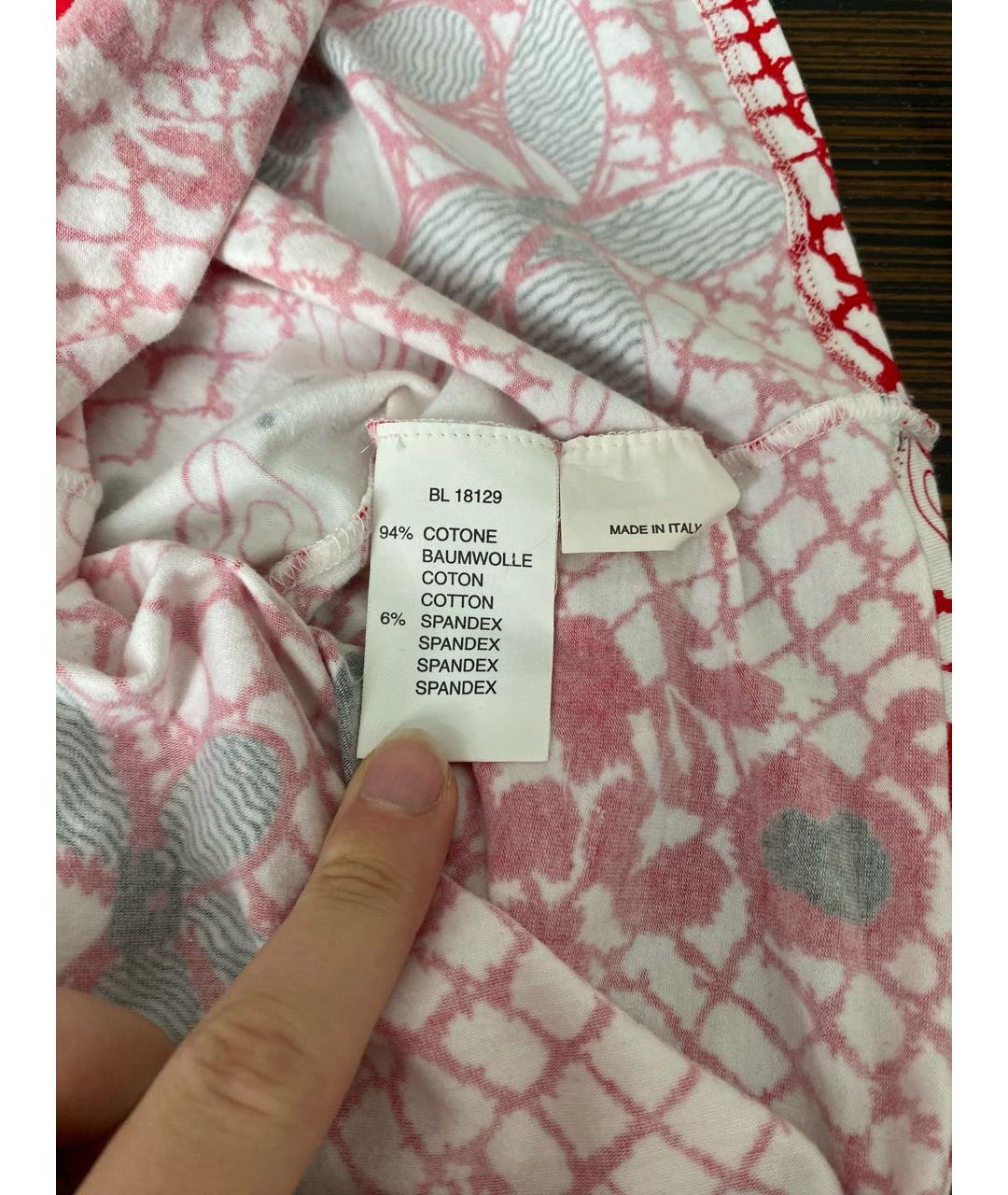 BLUMARINE Красная хлопко-эластановая футболка, фото 5