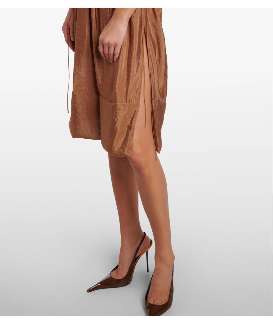 SAINT LAURENT Коричневое полиэстеровое повседневное платье, фото 6
