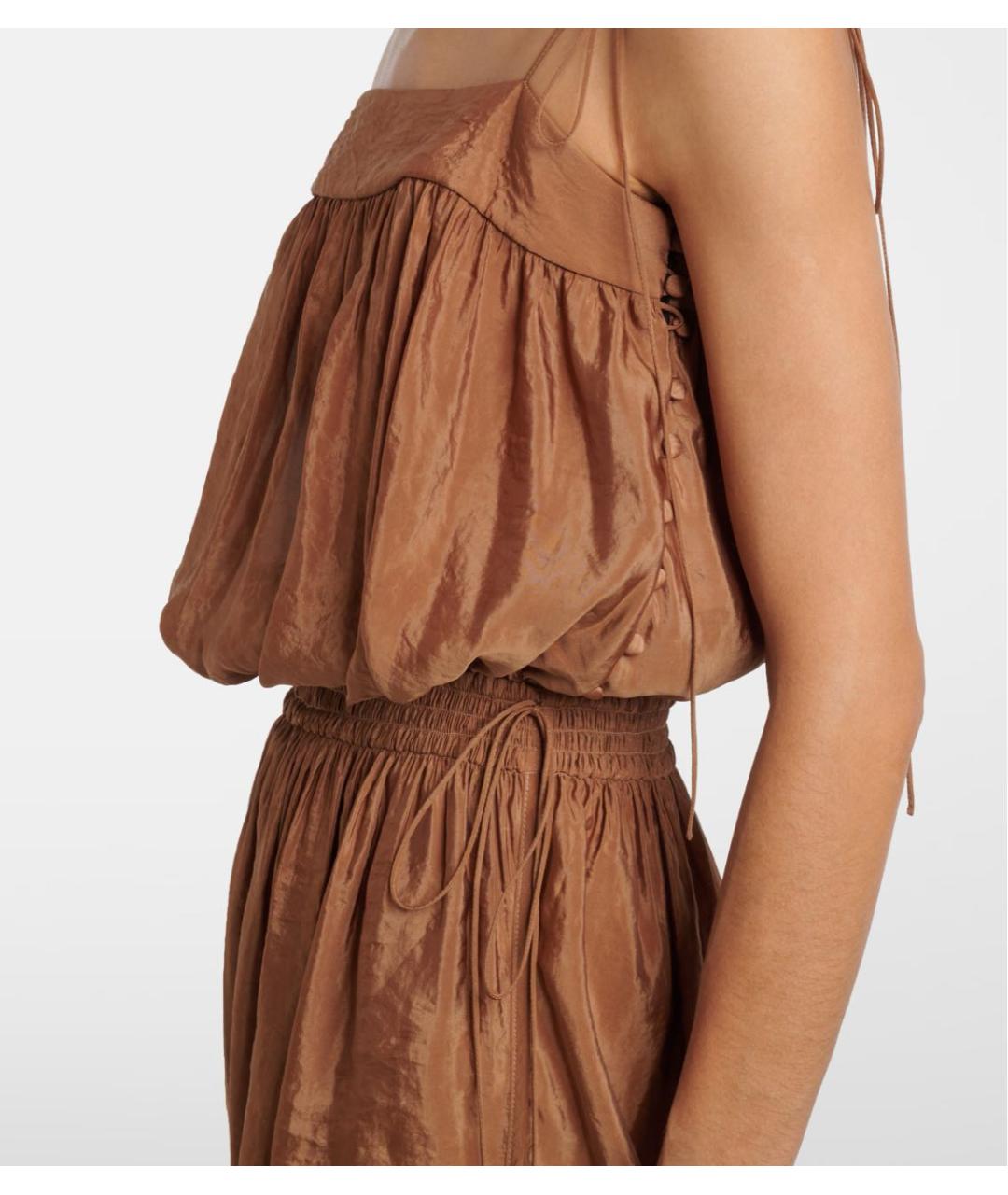 SAINT LAURENT Коричневое полиэстеровое повседневное платье, фото 5