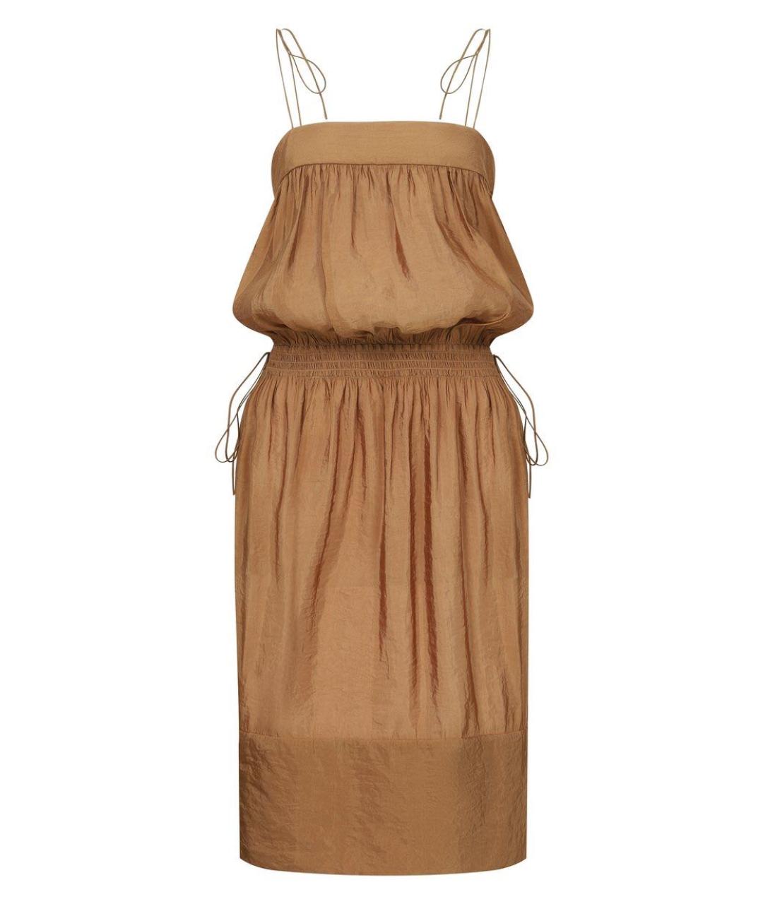 SAINT LAURENT Коричневое полиэстеровое повседневное платье, фото 1