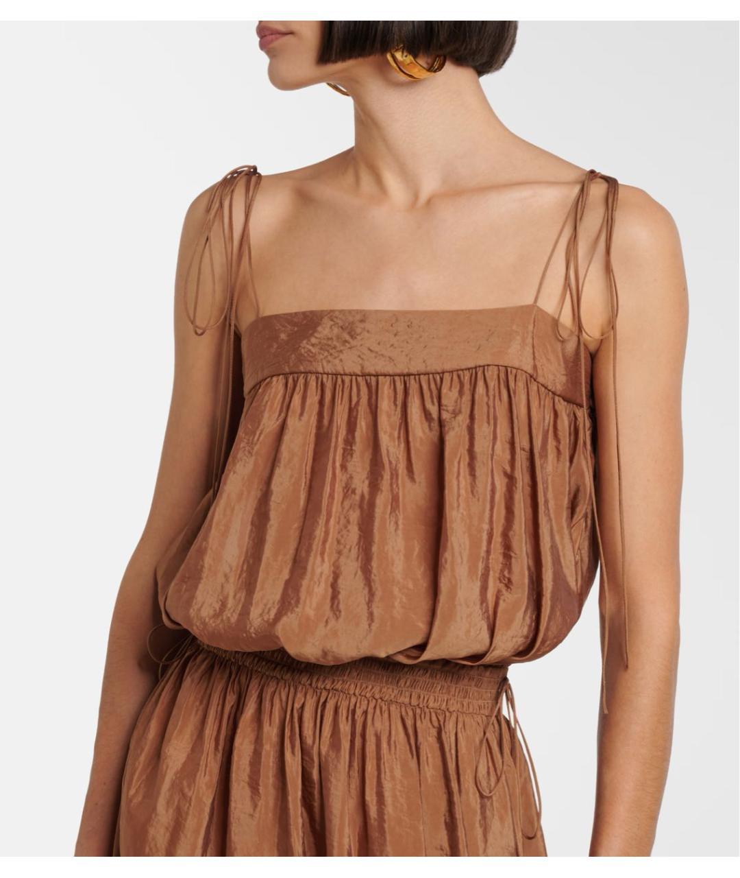 SAINT LAURENT Коричневое полиэстеровое повседневное платье, фото 4