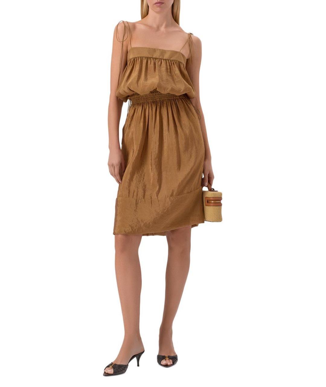 SAINT LAURENT Коричневое полиэстеровое повседневное платье, фото 7