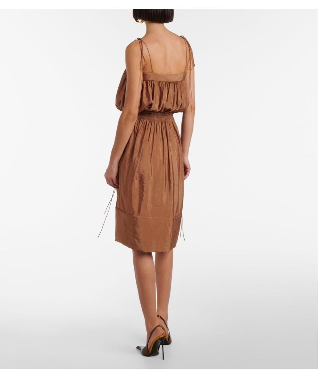 SAINT LAURENT Коричневое полиэстеровое повседневное платье, фото 3