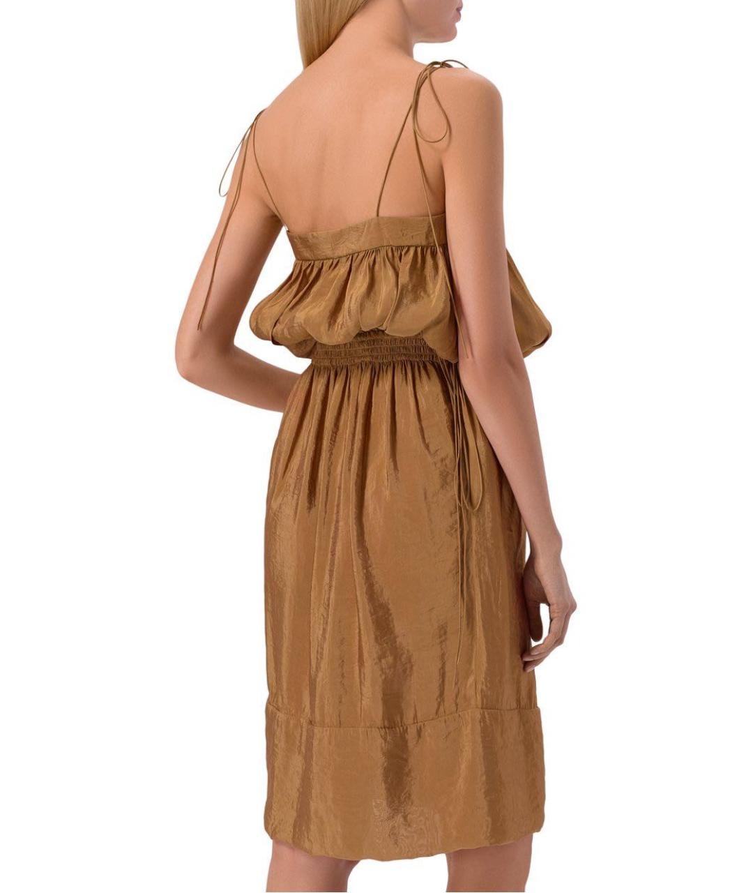 SAINT LAURENT Коричневое полиэстеровое повседневное платье, фото 8