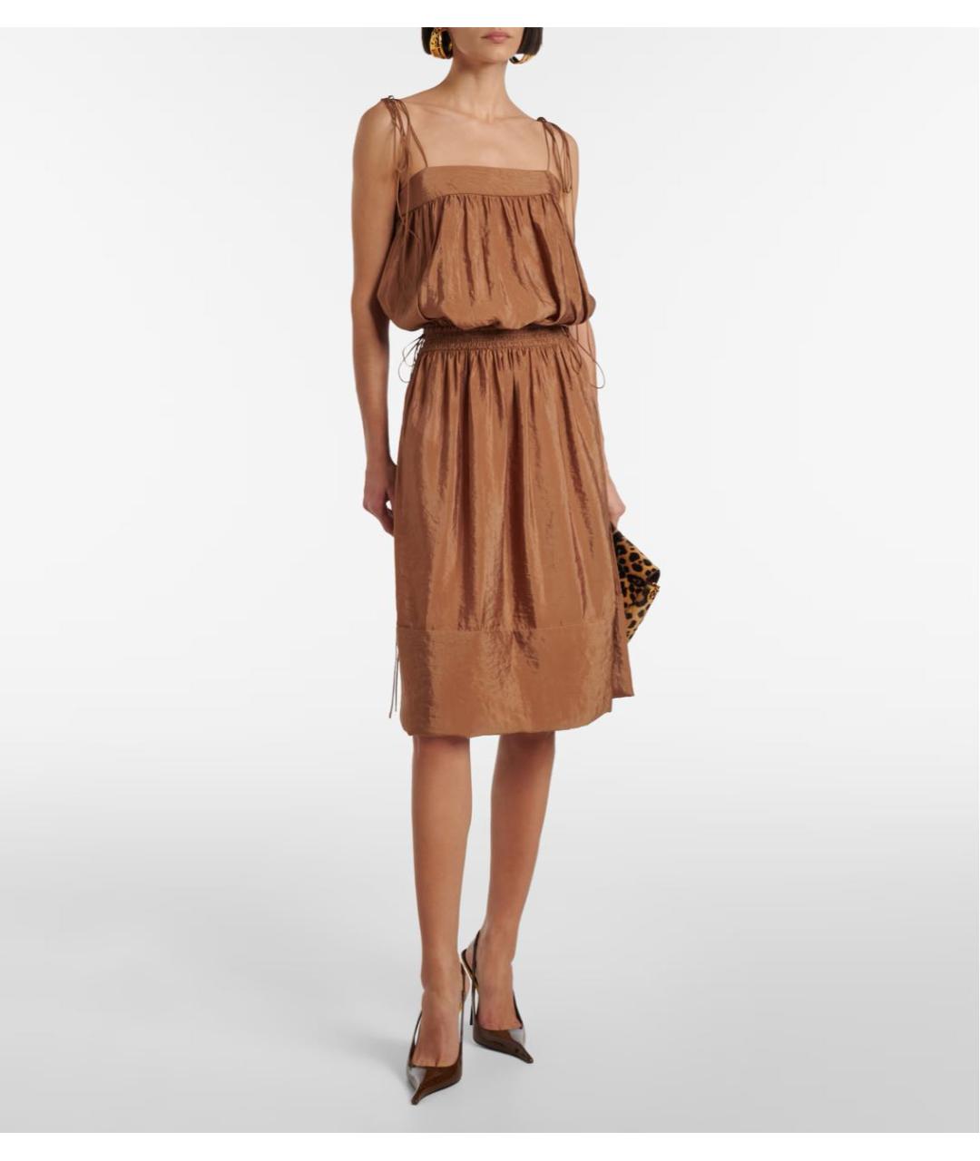 SAINT LAURENT Коричневое полиэстеровое повседневное платье, фото 2