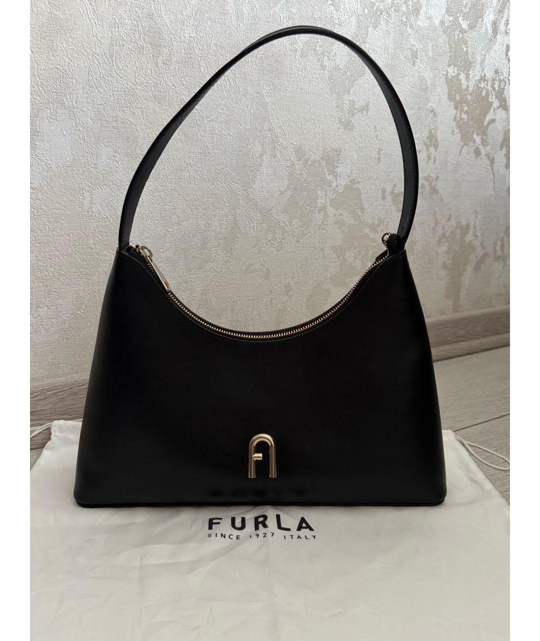 FURLA Черная кожаная сумка с короткими ручками, фото 9