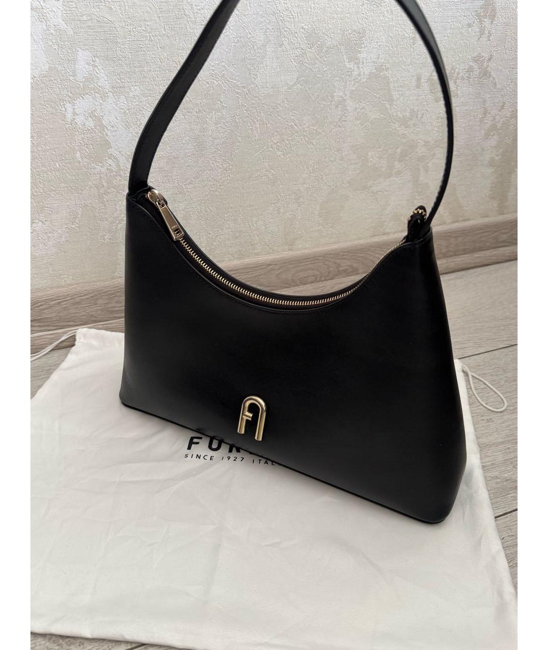 FURLA Черная кожаная сумка с короткими ручками, фото 7