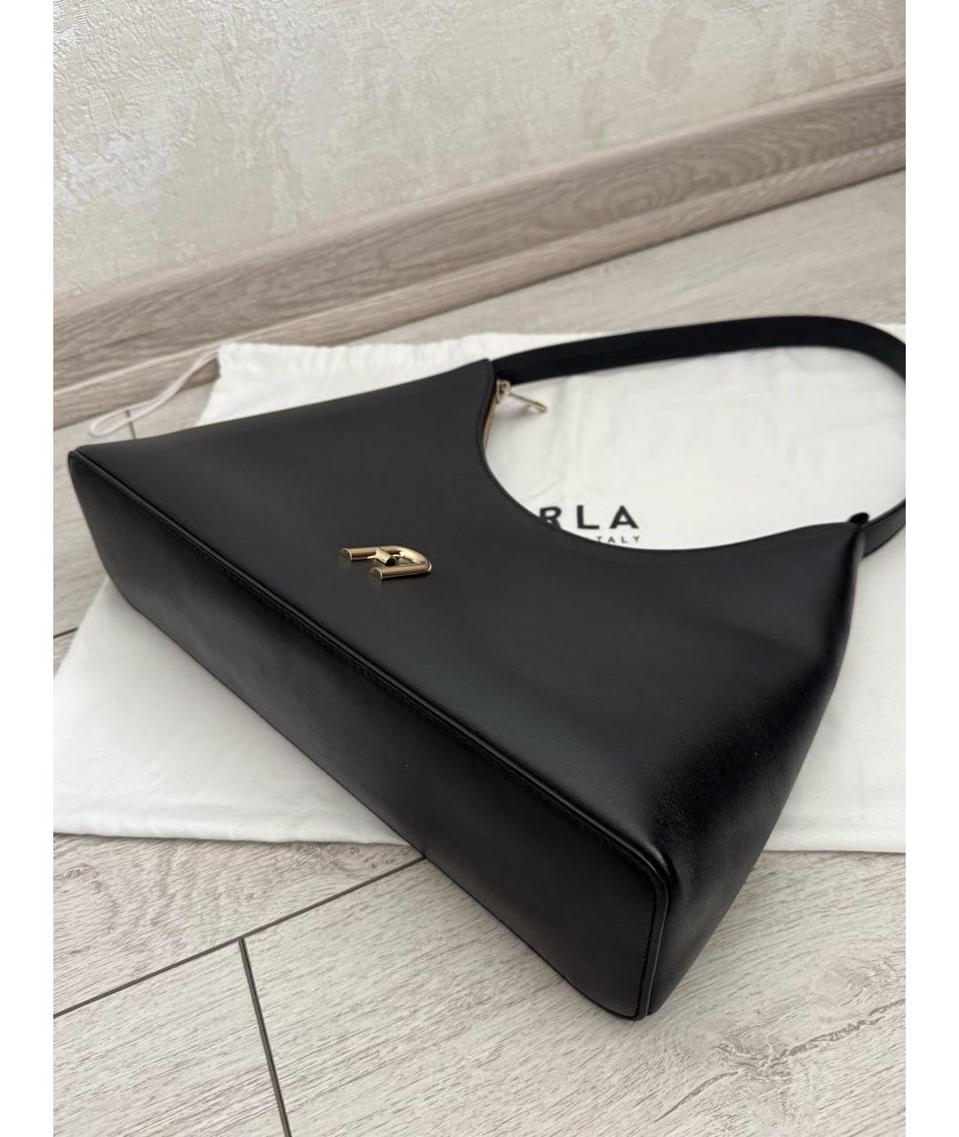 FURLA Черная кожаная сумка с короткими ручками, фото 5