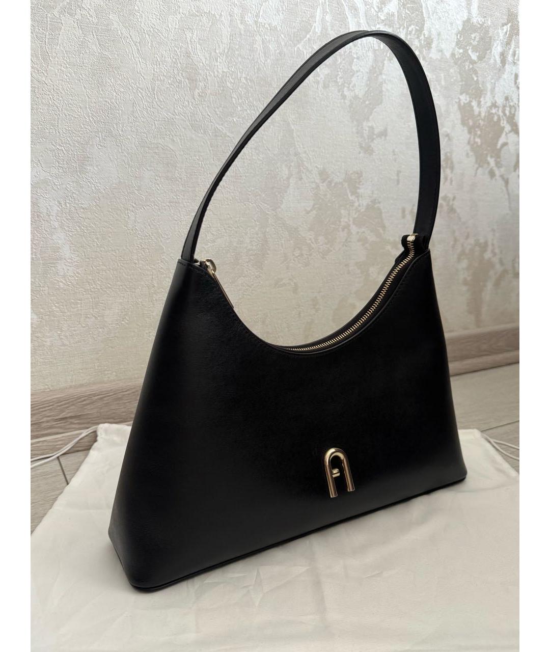 FURLA Черная кожаная сумка с короткими ручками, фото 2