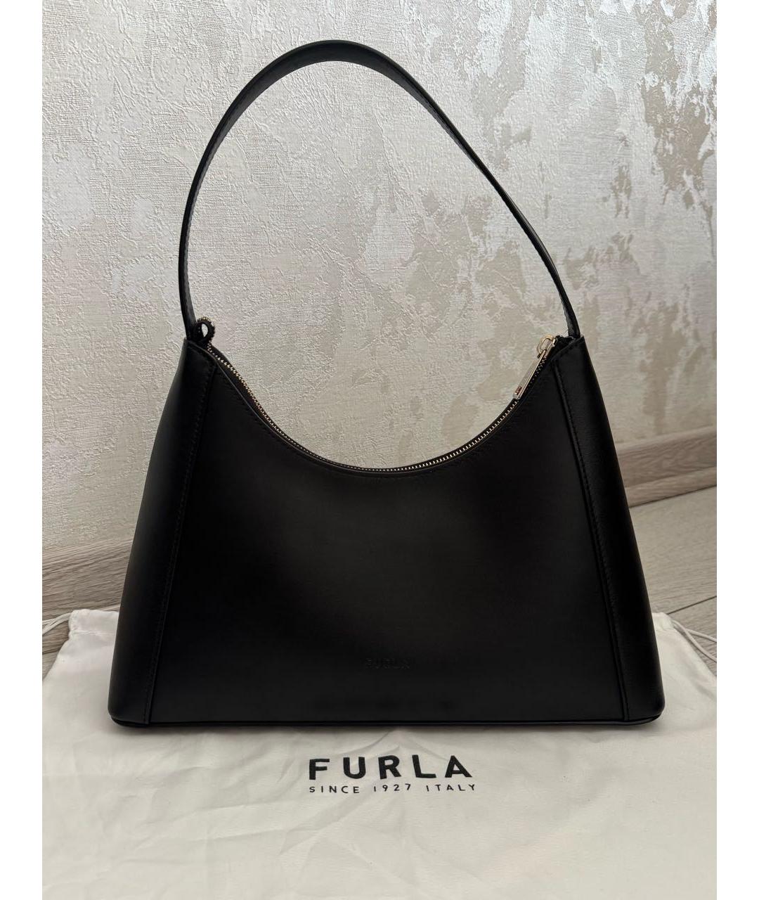 FURLA Черная кожаная сумка с короткими ручками, фото 3