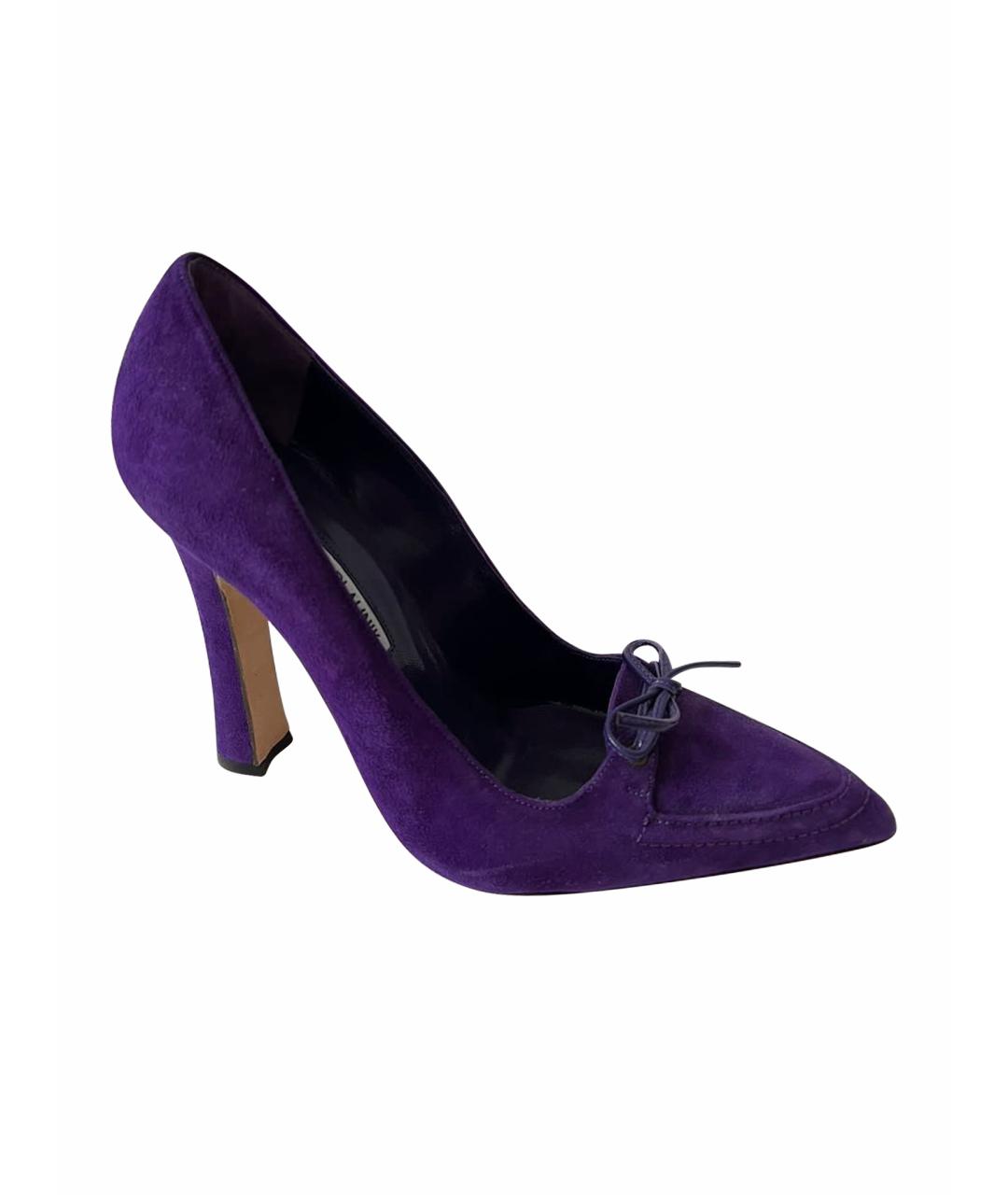 MANOLO BLAHNIK Фиолетовые замшевые туфли, фото 7
