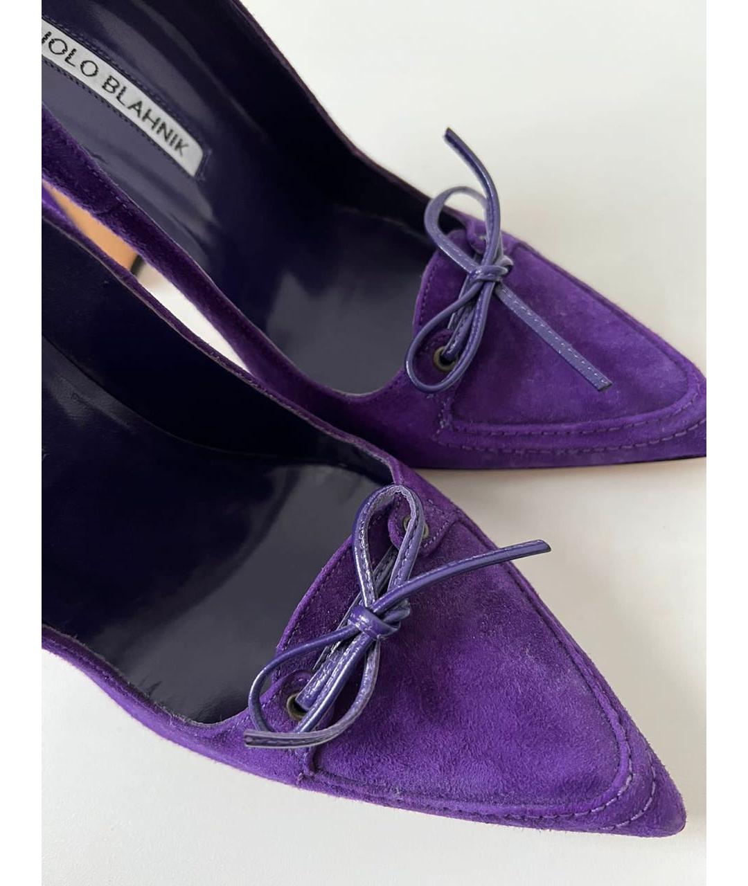 MANOLO BLAHNIK Фиолетовые замшевые туфли, фото 6