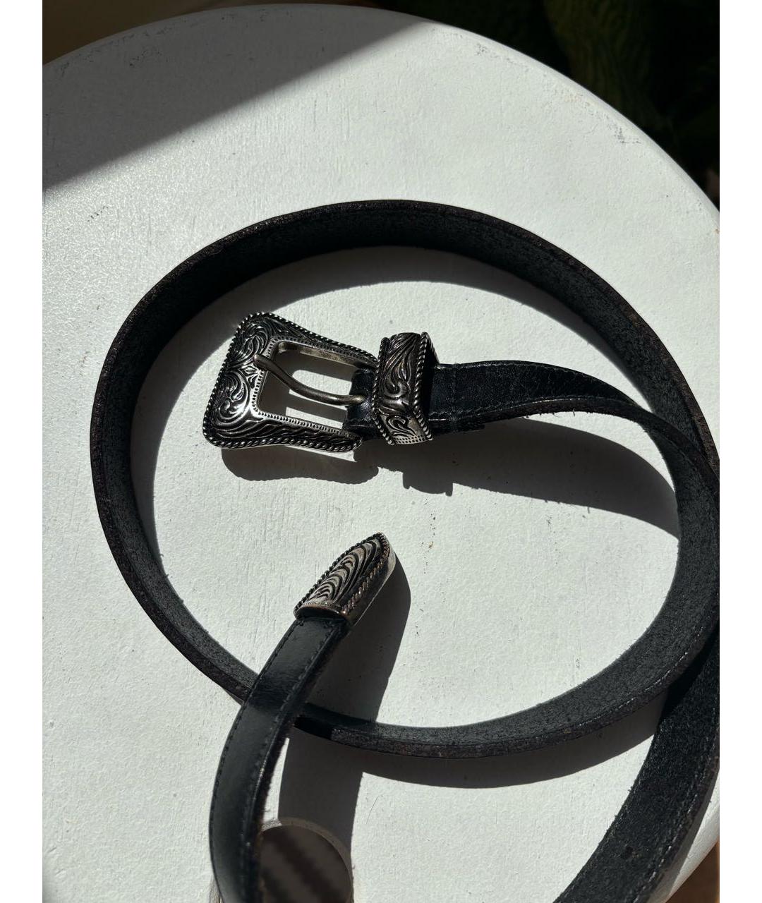SAINT LAURENT Черный кожаный ремень, фото 2