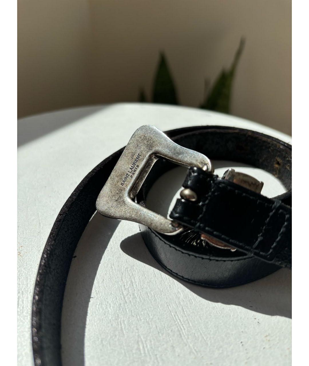 SAINT LAURENT Черный кожаный ремень, фото 4