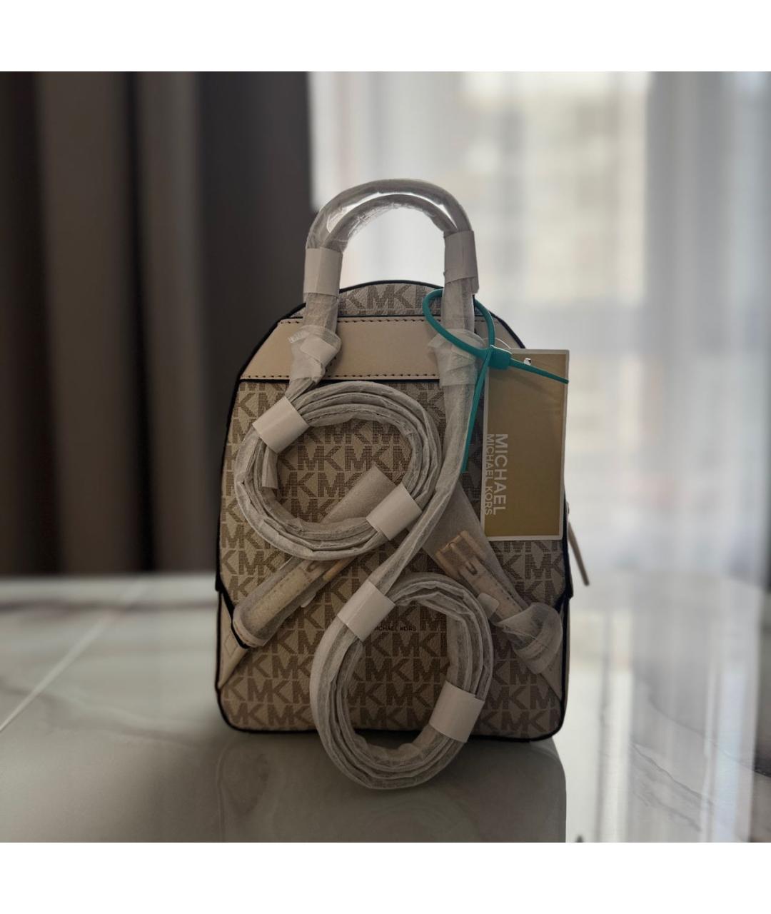 MICHAEL KORS Бежевый рюкзак из искусственной кожи, фото 3