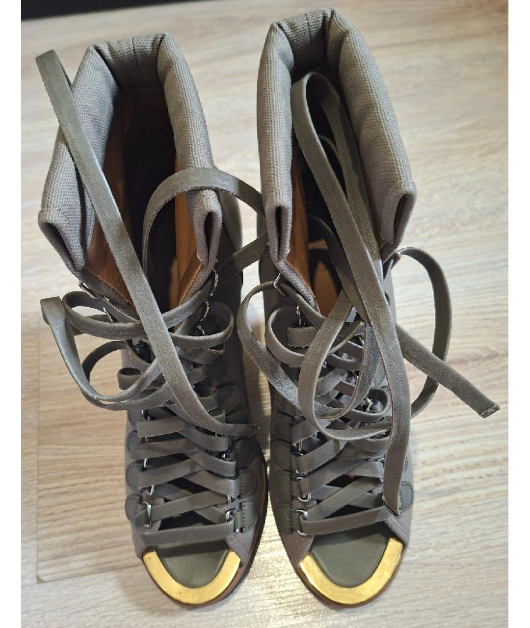 CHLOE Хаки текстильные ботильоны, фото 3