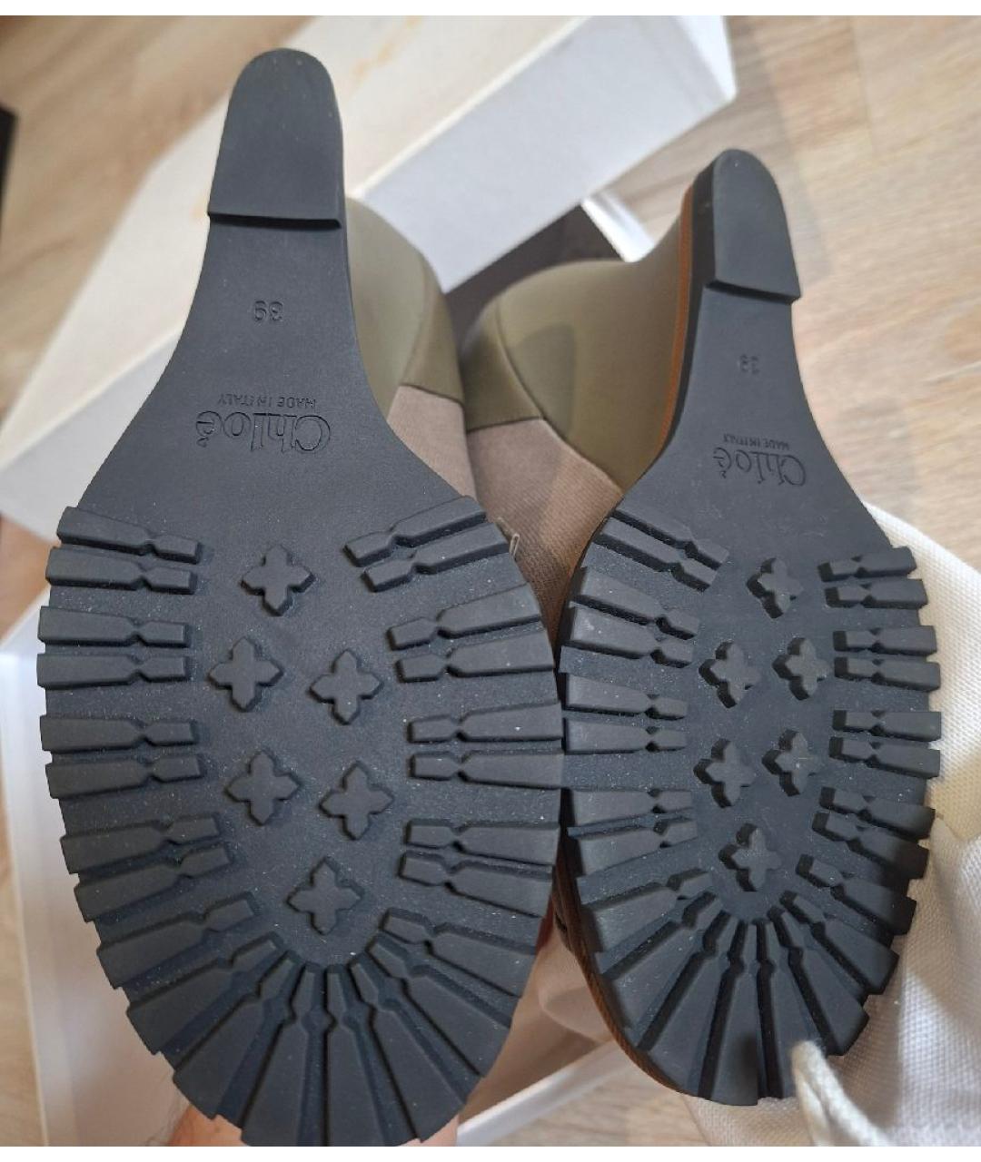 CHLOE Хаки текстильные ботильоны, фото 6