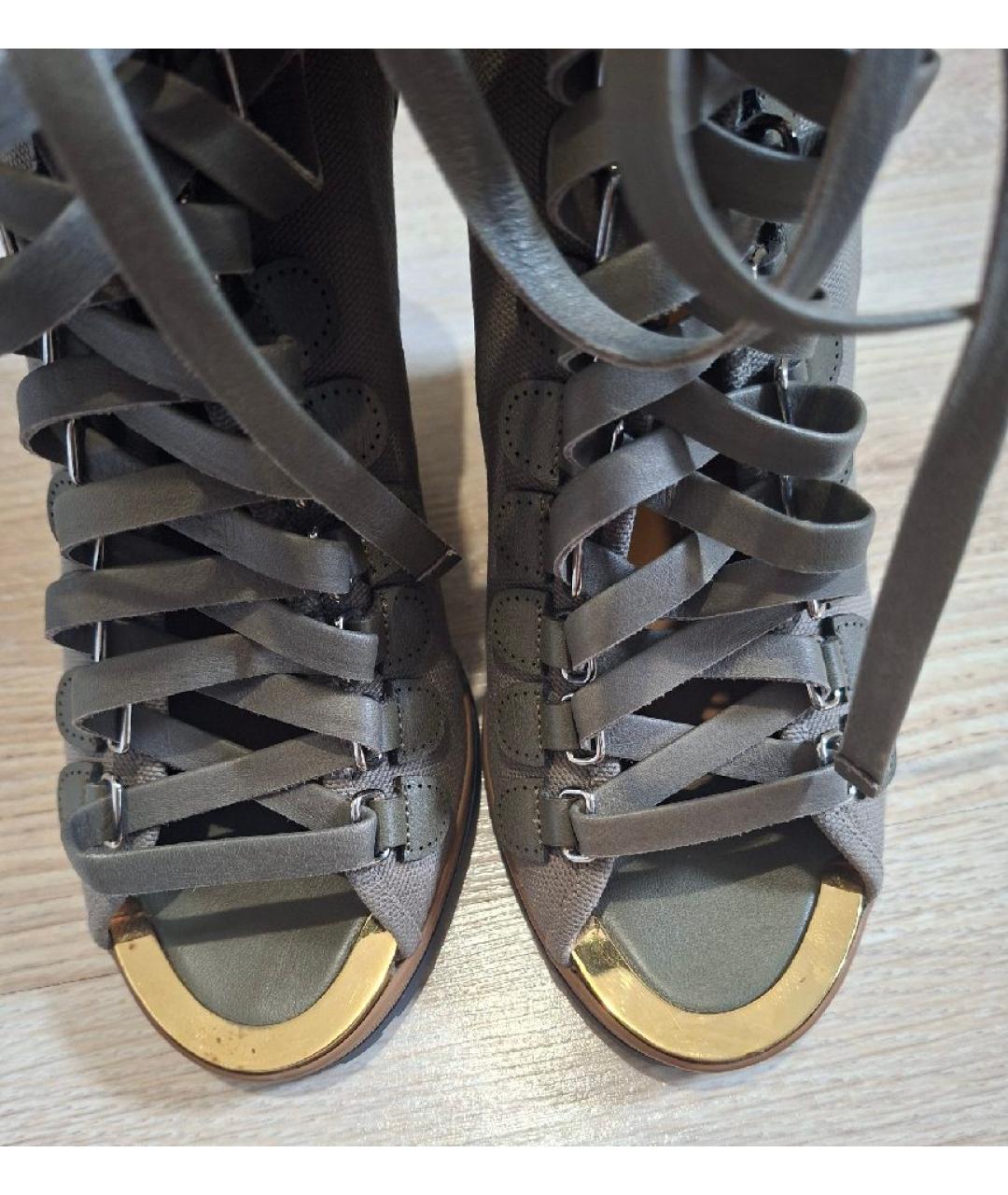 CHLOE Хаки текстильные ботильоны, фото 5