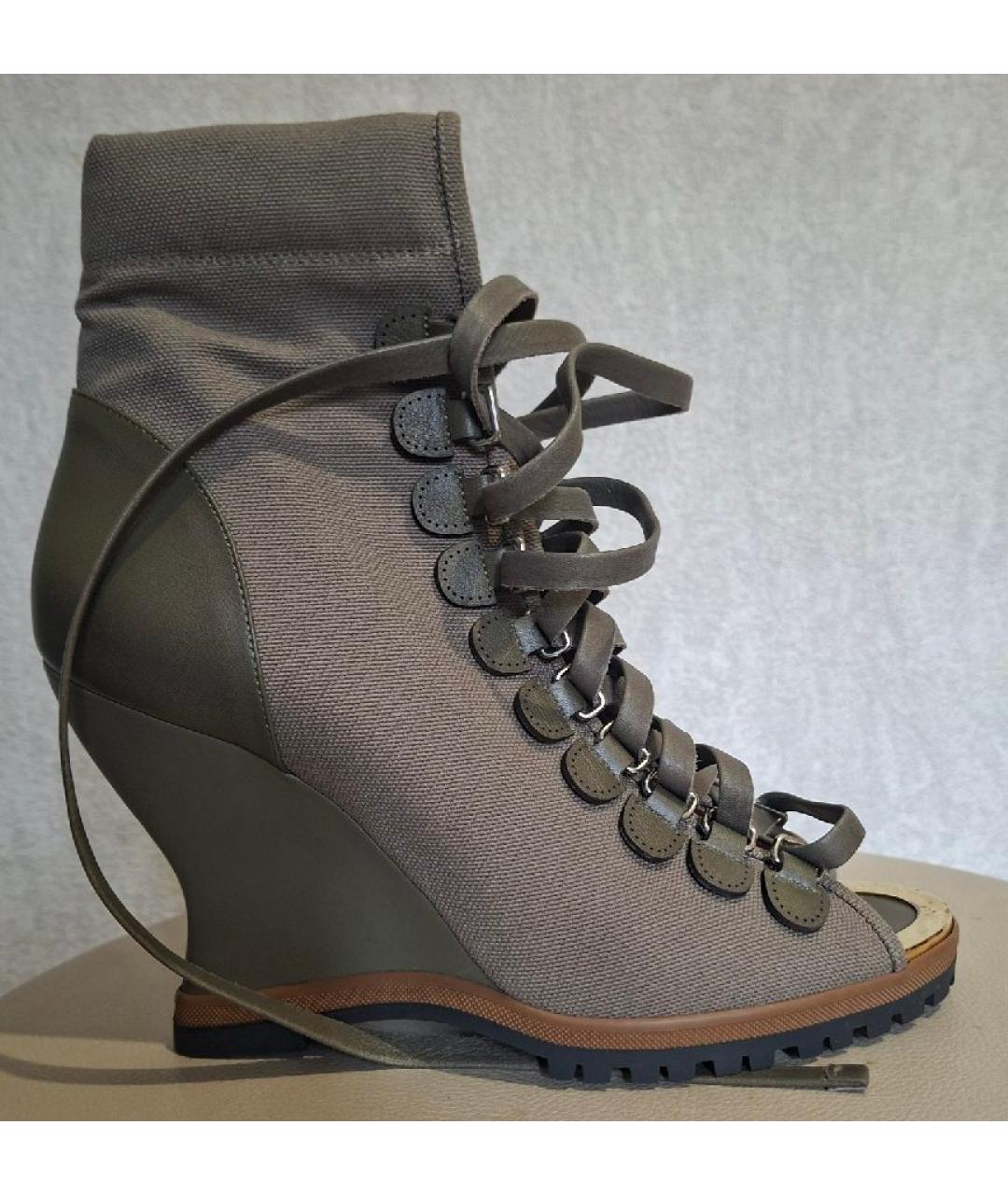 CHLOE Хаки текстильные ботильоны, фото 9